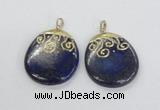 NGP2623 40*50mm oval lapis lazuli gemstone pendants wholesale