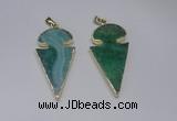 NGP2650 25*48mm - 28*54mm arrowhead agate pendants wholesale