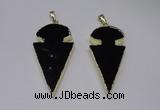 NGP2651 25*48mm - 28*54mm arrowhead agate pendants wholesale