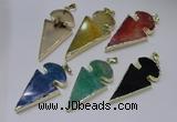 NGP2652 25*48mm - 28*54mm arrowhead agate pendants wholesale