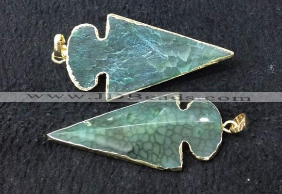 NGP2659 24*53mm - 26*55mm arrowhead agate pendants wholesale