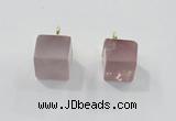 NGP2781 10*12mm - 12*14mm cube rose quartz gemstone pendants