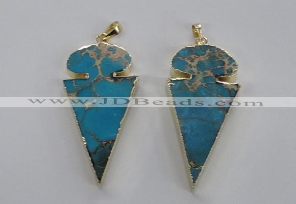 NGP2821 25*50mm - 27*55mm arrowhead sea sediment jasper pendants