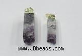 NGP2841 12*40mm - 14*50mm sticks druzy amethyst gemstone pendants