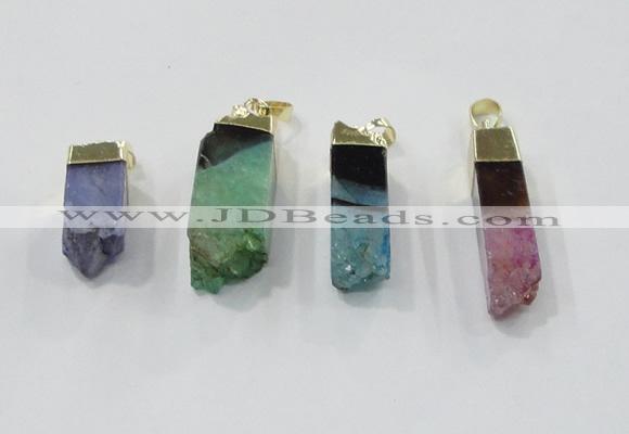 NGP2849 8*20mm - 12*40mm sticks druzy agate gemstone pendants