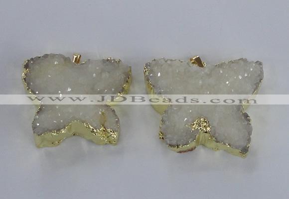 NGP2870 40*50mm - 45*55mm butterfly druzy agate pendants wholesale