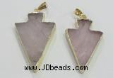 NGP3038 20*35mm – 25*40mm arrowhead rose quartz pendants