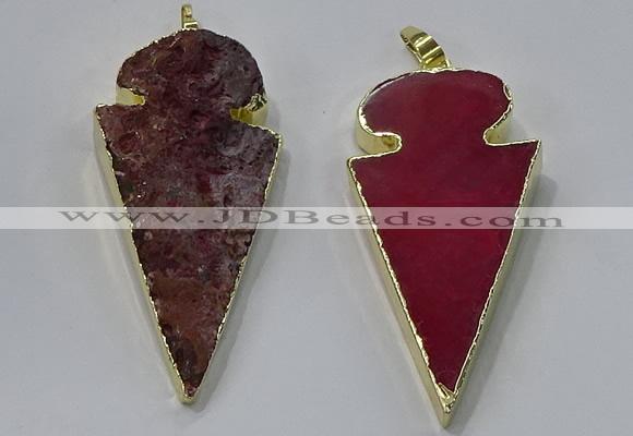 NGP3052 25*50mm - 28*55mm arrowhead agate pendants wholesale