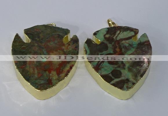 NGP3068 35*40mm – 40*45mm arrowhead ocean agate pendants