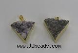 NGP3220 25*30mm - 30*35mm triangle druzy agate pendants