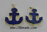 NGP3222 38*42mm - 40*45mm anchor lapis lazuli gemstone pendants