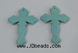 NGP3224 50*75mm cross turquoise gemstone pendants wholeasle