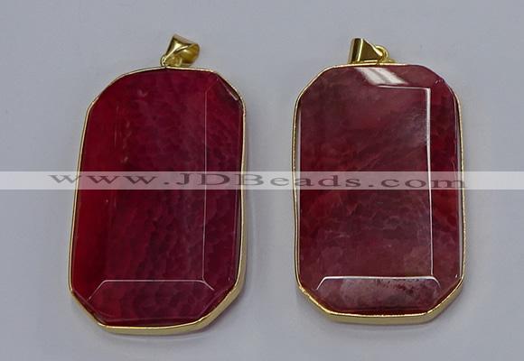 NGP3283 35*60mm octagonal agate gemstone pendants wholesale