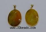 NGP3292 33*45mm faceted oval agate gemstone pendants wholesale