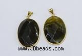 NGP3293 33*45mm faceted oval agate gemstone pendants wholesale