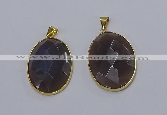 NGP3295 33*45mm faceted oval agate gemstone pendants wholesale