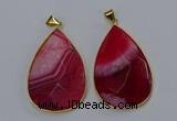 NGP3296 37*57mm faceted flat teardrop agate gemstone pendants