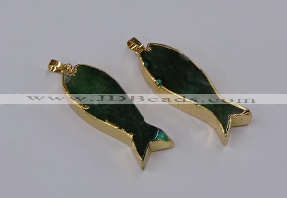 NGP3316 16*50mm - 18*52mm fish-shaped agate gemstone pendants