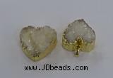 NGP3331 30*30mm - 35*35mm heart druzy agate gemstone pendants