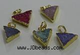 NGP3435 12*16mm - 15*20mm triangle druzy agate gemstone pendants