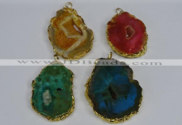 NGP3489 40*50mm - 50*65mm freeform druzy agate gemstone pendants