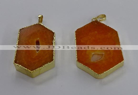 NGP3494 25*40mm - 30*45mm hexagon druzy agate pendants