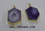 NGP3495 25*40mm - 30*45mm hexagon druzy agate pendants