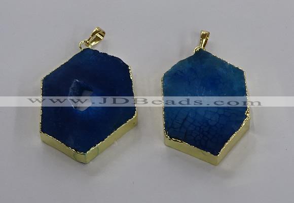 NGP3497 25*40mm - 30*45mm hexagon druzy agate pendants