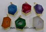 NGP3501 25*40mm - 30*45mm hexagon druzy agate pendants