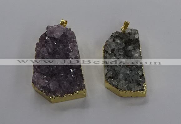 NGP3506 22*40mm - 30*45mm freeform druzy amethyst pendants