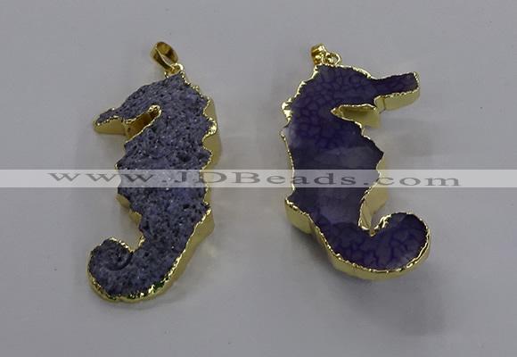 NGP3532 22*58mm - 25*55mm seahorse agate gemstone pendants