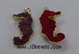 NGP3533 22*58mm - 25*55mm seahorse agate gemstone pendants