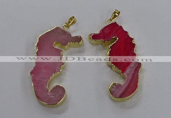 NGP3543 22*58mm - 25*55mm seahorse agate pendants wholesale