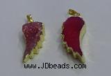 NGP3606 15*30mm - 18*40mm wing-shaped druzy agate pendants