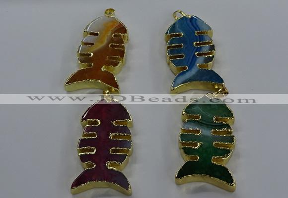 NGP3650 25*50mm - 28*55mm fishbone agate gemstone pendants