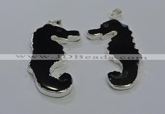 NGP3654 22*58mm - 25*55mm seahorse agate gemstone pendants