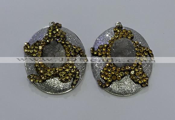 NGP3671 35*45mm oval druzy agate pendants wholesale