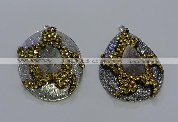 NGP3672 35*45mm freeform druzy agate pendants wholesale