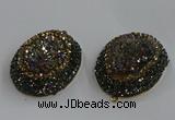 NGP3690 35*45mm oval plated druzy agate gemstone pendants