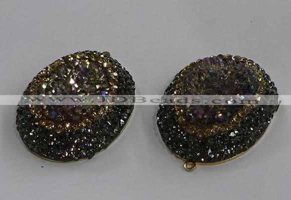 NGP3690 35*45mm oval plated druzy agate gemstone pendants