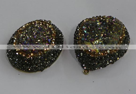 NGP3692 35*45mm freeform plated druzy agate gemstone pendants