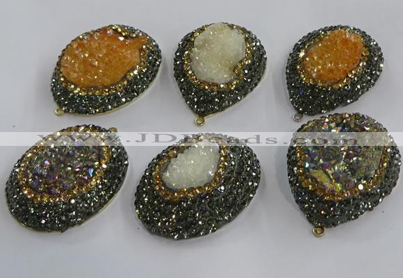 NGP3694 35*45mm freeform plated druzy agate gemstone pendants