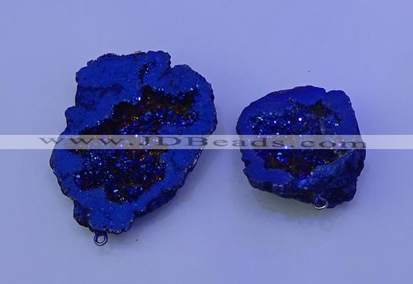 NGP3720 28*35mm - 40*45mm freeform plated druzy agate pendants