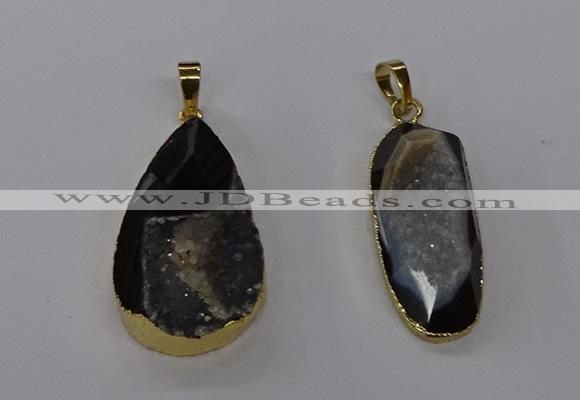 NGP3787 15*30mm - 18*35mm freeform druzy agate pendants