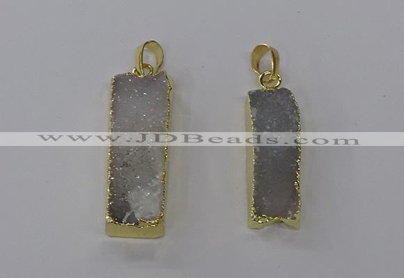 NGP3791 10*30mm - 12*35mm rectangle druzy agate pendants