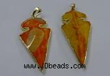 NGP3802 25*50mm - 28*55mm arrowhead agate gemstone pendants