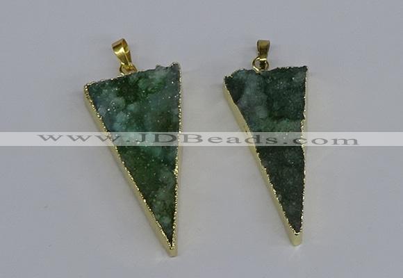 NGP3987 20*48mm - 25*50mm triangle druzy agate pendants wholesale