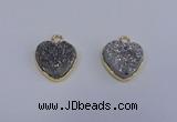 NGP4015 15*15mm heart druzy quartz gemstone pendants