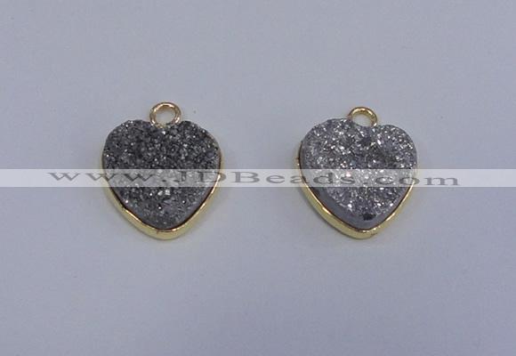 NGP4015 15*15mm heart druzy quartz gemstone pendants