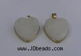 NGP4021 20*20mm heart druzy quartz gemstone pendants